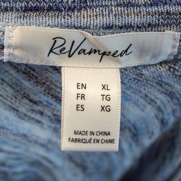 Revamped Heathered Blue Drawstring Hem Top | Size XL | Soft Knit - Picture 4 of 5